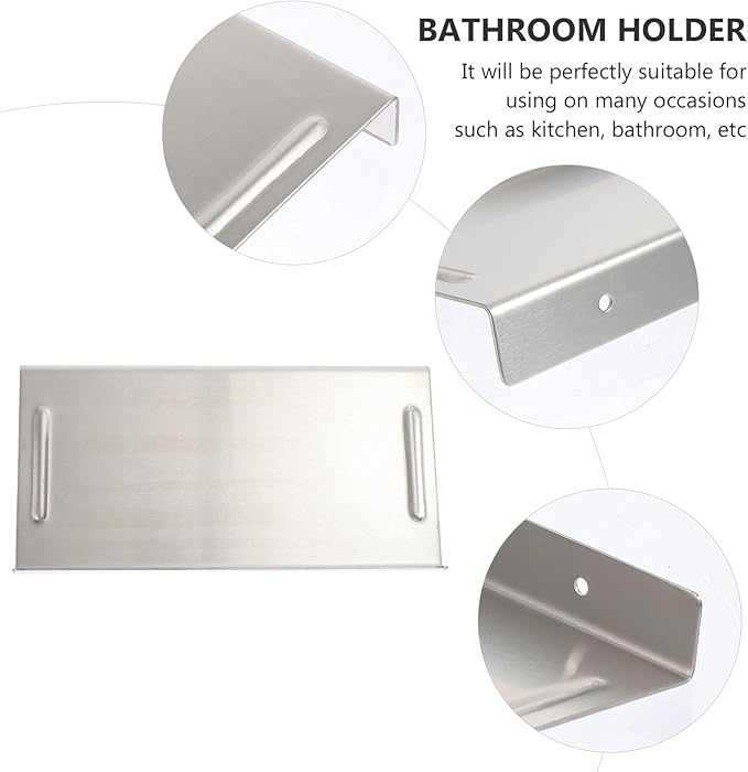 Mobestech Stainless-Steel Storage Rack Wall-Mounted Bathroom Organizer 1.2Mm Brushed Sundries Holder Toilet Paper and Shampoo Shelf for Bathroom Storage