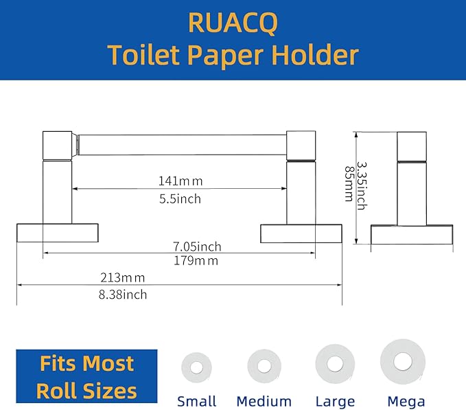 Ruacq Toilet Paper Holder Oil Rubbed Bronze-Toilet Paper Holder Wall Mount Double Post Pivoting Square-Toilet Tissue Roll Holder Rustproof Stainless Steel