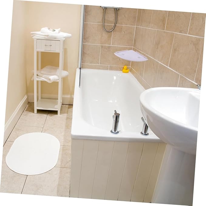 DOITOOL Triangle Storage Mount Bathroom Shelf Organizer Plastic Sturdy Corner Rack Over Toilet Storage Holder for Decor Organization