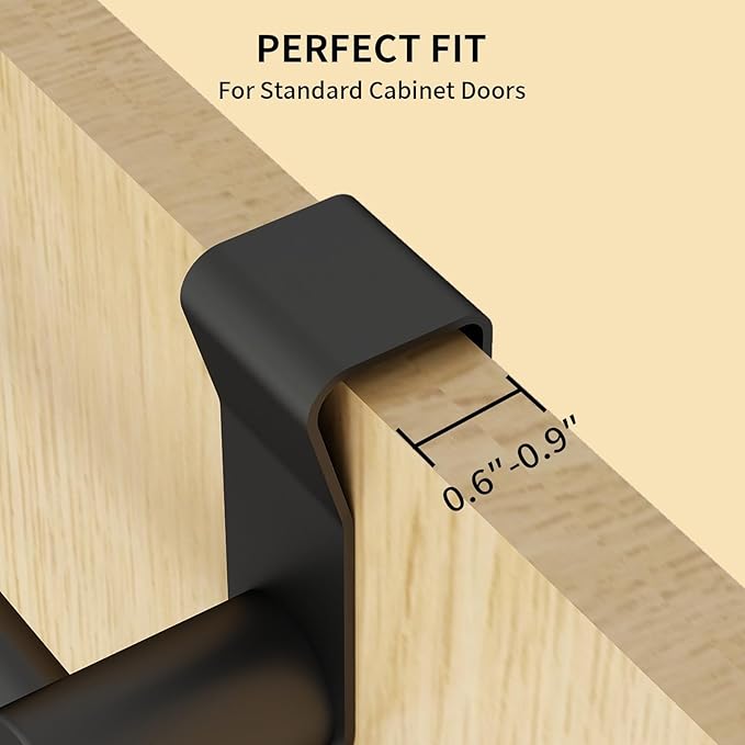YUMORE 12" Over the Cabinet Towel Bar, 2 Pack Matte Black Stainless Steel Kitchen Door Towel Holder, Anti-Slip & No Drill