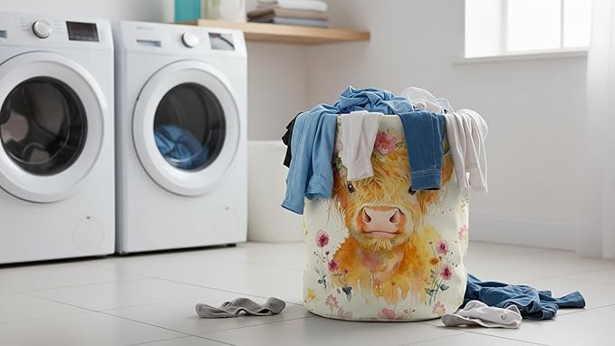 19.7" Laundry Basket,Dirty Clothes Hamper,Waterproof Storage Bin,Room Decor,Gift Baskets,Nursery Hamper(Yellow Calf)