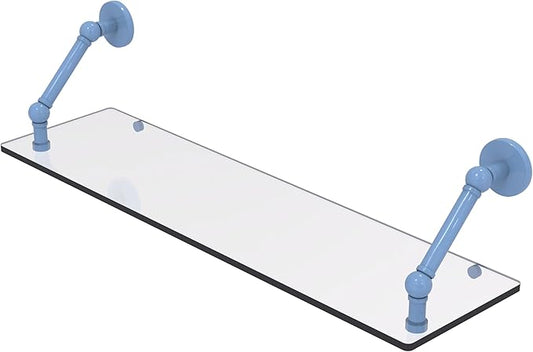 Allied Brass P1000-1-30-FTB Prestige Skyline Collection 30 Inch Floating Glass Shelf, Flat Troll Blue