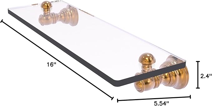 Allied Brass CL-1-16-BBR Carolina Collection 16 Inch Glass Shelf, Brushed Bronze