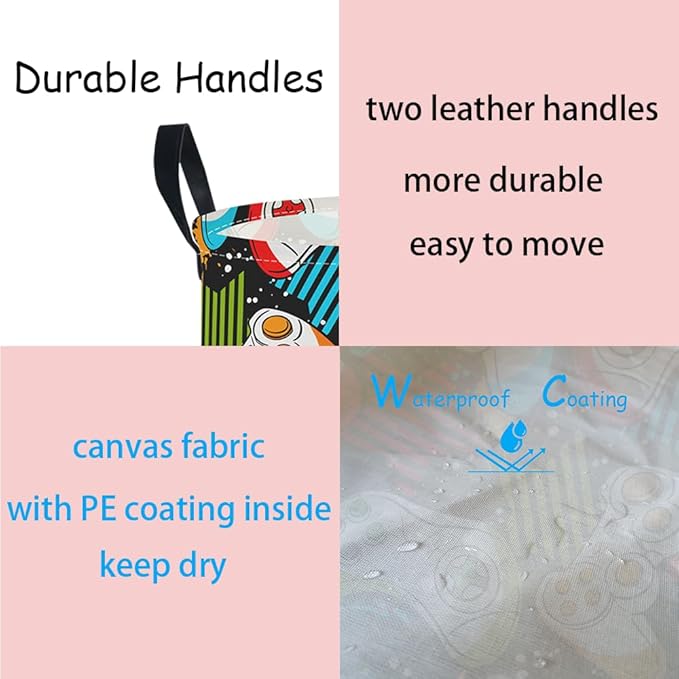 NTAOHAMPER Laundry Hamper,Laundry Basket,Baby Nursery Hamper,Waterproof Storage Bin,Clothes Organizer Basket,Room Decor(Game)