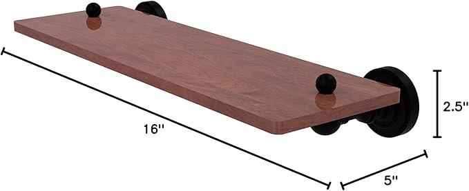 Allied Brass DT-1-16-IRW Dottingham Collection 16 Inch Solid IPE Ironwood Wood Shelf, Matte Black