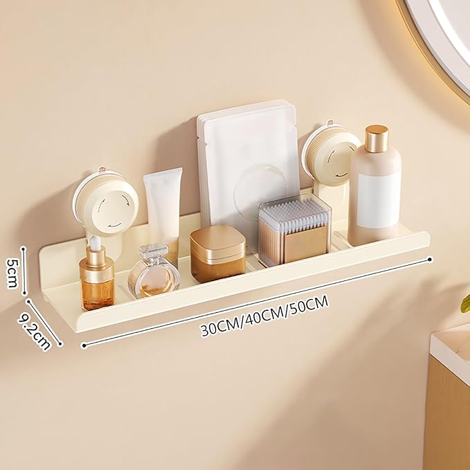 Minimalist Style Bathroom Shelves, Suction Cup Storage Rack with Drainage Design, High Load Capacity(50cm/19.7in)
