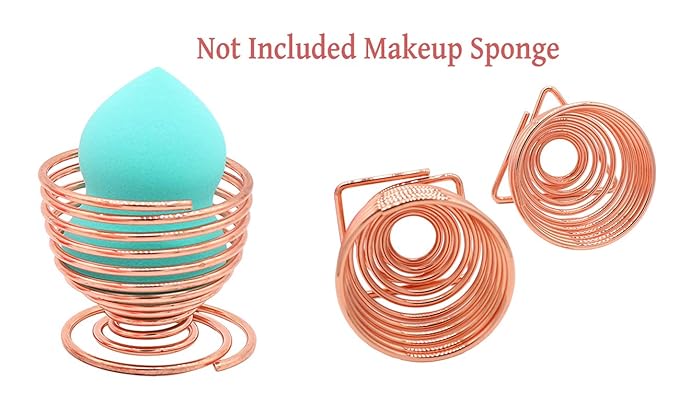 Xiaoyu Makeup Sponge Holder, Egg Powder Puff Display Drying Racks Stand Cosmetic Tool Storage, Pack of 3, Rose Gold