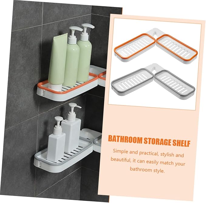 2pcs Foldable Corner Rack Bathroom Shelves Punch-Design Storage Rack Organizer Bins for Home