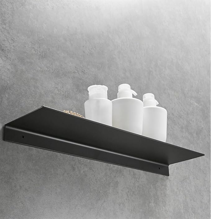 Black Metal Wall Mounted Floating Shelves Ledge,Space Saving Rustproof Aluminum Bathroom Shelf Wall Mount Shelving Extra Strong Floating Shelves Storage Rack(30CM)
