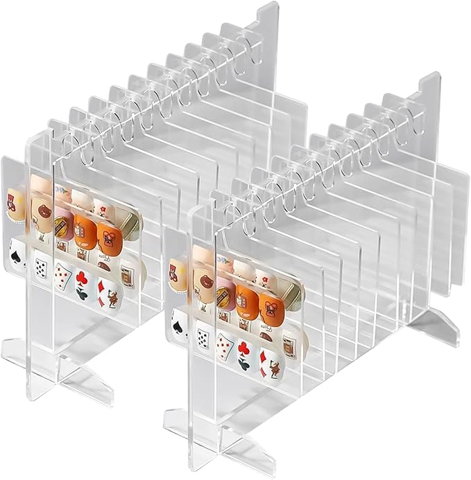 Hapivida 2Pcs Nail Art Display, Acrylic Hanging Transparent Nail Hanger Display Stand Nail Sample Display Stand with 10pcs Hanger