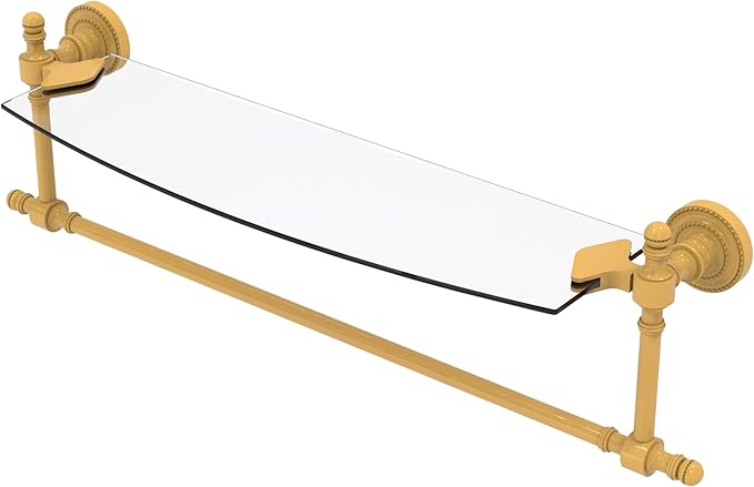 Allied Brass Retro Dot Collection Glass Vanity Shelf with Integrated Towel Bar