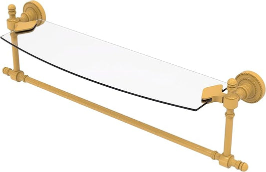 Allied Brass Retro Dot Collection Glass Vanity Shelf with Integrated Towel Bar