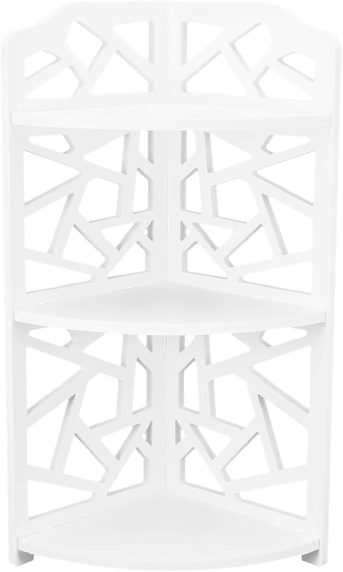 ZJchao Corner Shelf Stand, Bathroom Shelves Bathroom Storage Shelf 3 Tier Corner Shelves, Plant Standing Rack, Standing Corner Shelf, Bedroom Organizer Corner Rack with Hollow Design