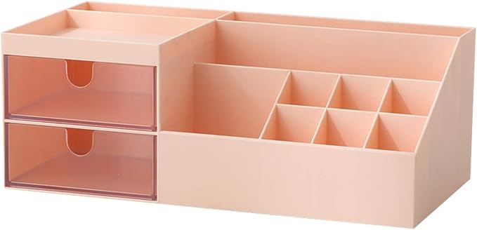 Marknor Makeup Organizer, Vanity/Cosmetic Organizer, Desk Storage Box, Mini Desk Storage for Office Supplies, Bathroom Counter or Dresser, Pink