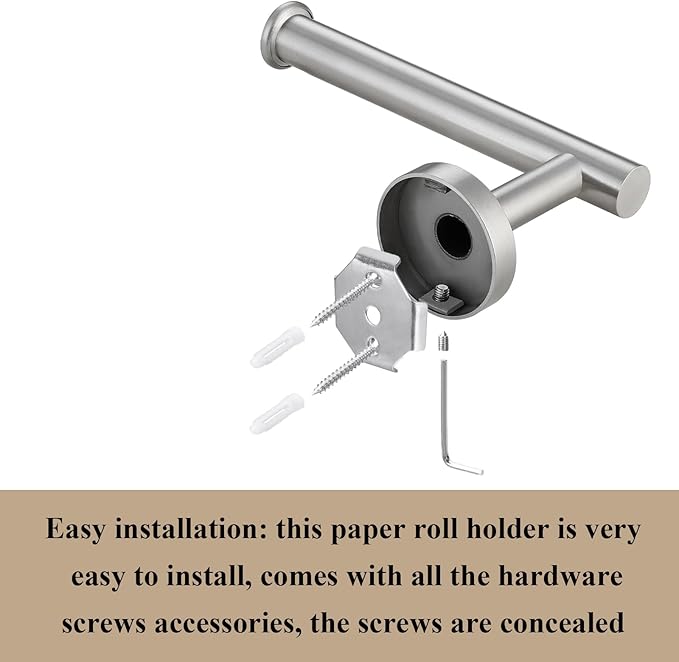 5-Piece Bathroom Hardware Set, Brushed Nickel SUS304 Stainless Steel Bathroom Accessories, 24" Towel Bar, Toilet Paper Holder, Towel Ring & 2 Robe Hooks, Wall Mounted, Rustproof Modern Design