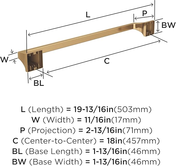 Amerock BH36023CZ | Champagne Bronze Towel Bar | 18 in (457 mm) Towel Rack | Mulholland | Bathroom Towel Holder | Bathroom Hardware | Bath Accessories