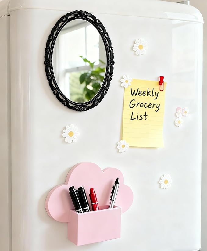 ARTLYMERS Magnetic Locker Mirror, Real Glass Small Mirrors for Lockers with Magnetic Backing, School Locker, Bathroom, Household Refrigerator, Locker Accessory or Office Cabinet (Black)