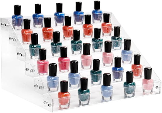 Nail Polish Organizer 72 Bottles of 6 Layers Paint Storage and Organizer Acrylic Holder Display Rack for Tattoo Alcohol Ink Essential Oils, Fit 1 or 2oz Bottles., 12.4*9.7*7.08 inch, Clear