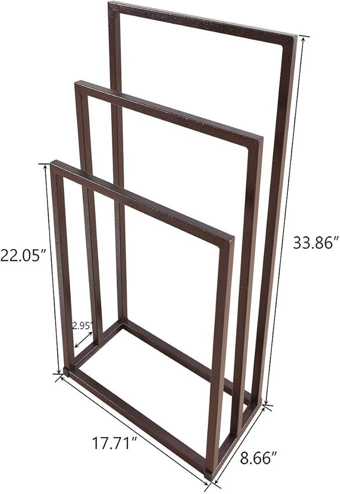 Metal Towel Racks Stand Bathroom freestanding Towel Racks for Bathroom Outdoor Towel Rack Standing Towel Rack 3 Bars Freestanding Drying Shelf Washcloths Holder Bronze