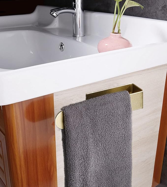 szhdxsy 2pcs Towel Holder SUS 304 Stainless Steel Towel Rod, Self Adhesive Towel Holder Towel Rod Towel Rack for Bathroom,Kitchen (Golden)