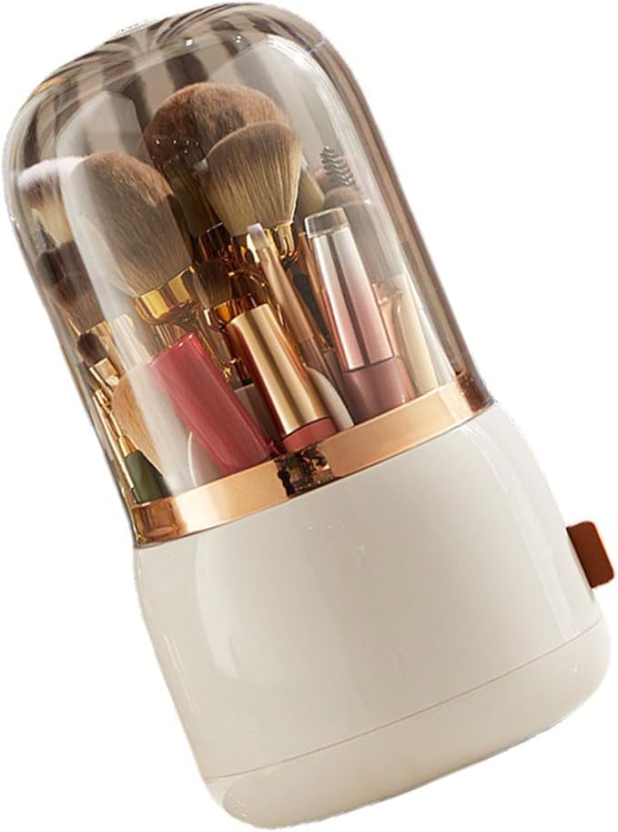 Yosoo Health Gear Makeup Brush Organizer, Multifunctional Rotating Cosmetic ABS Silicone Container for Vanity Cosmetics, Nail Polish (White)