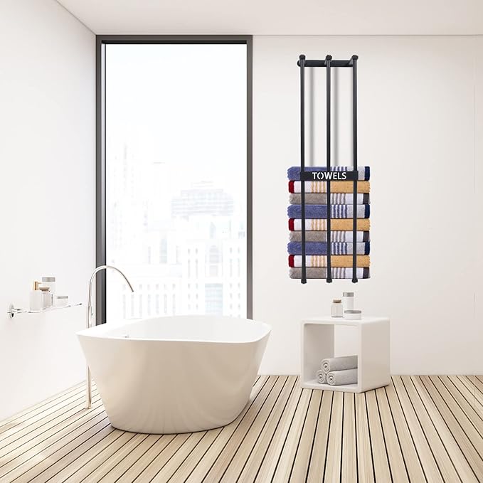Towel Storage, Towel Rack Wall Mount for Small Bathroom, LAFEALO New Upgrade 3 Bar Towel Racks for Bathroom, Towel Holder for Bathroom Wall, Bathroom Organizer, Washcloths in Small Bathroom/RV/Camper