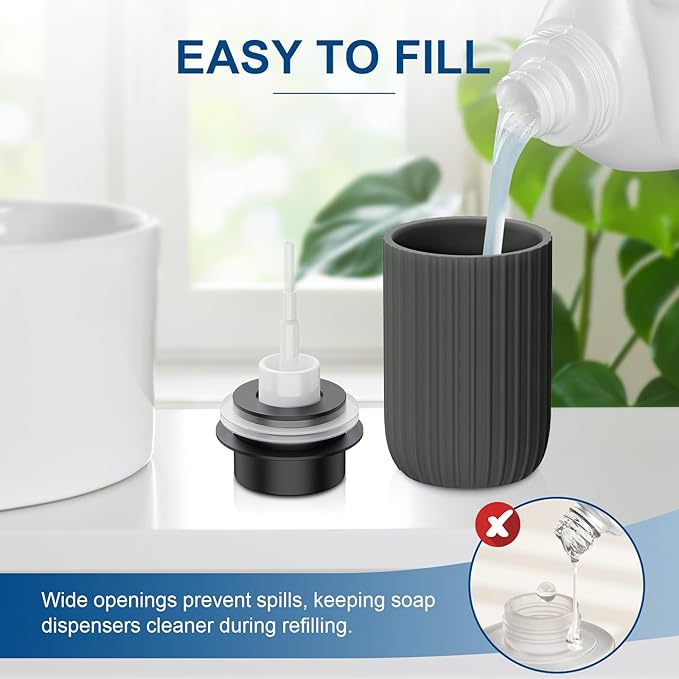 Ceramic Foaming Soap Dispenser, 12 oz Bathroom Foam Hand Soap Dispenser, Refillable Lotion Soap Dispenser with Removable Pump for Kitchen Hand Wash Dispenser, Modern Home Decor(Matte Grey)