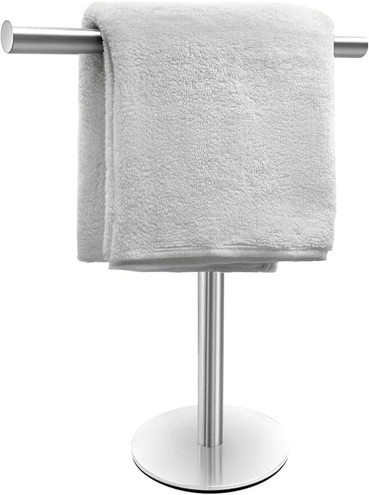 Bath Hand Towel Holder Stand for Bathroom Vanity Countertop Brushed Finish T-Shape Towel Bar Rack Stand Towel Bar for Bathroom Kitchen