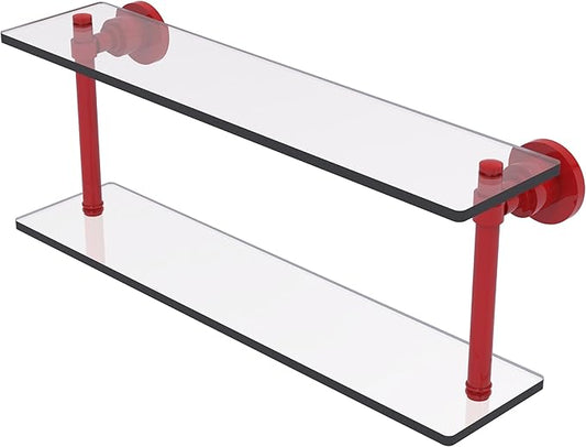 Allied Brass WS-2/22-FER Washington Square Collection 22 Inch Two Tiered Glass Shelf, Fire Engine Red