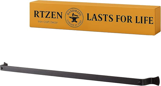 RTZEN Farmehouse Bathroom Towel Holder - Wrought Iron Matte Metal Black Towel Bar Wall Mount Rod - Handmade Home Decor Metal Kitchen Hanger Bar (26'' - Fits 24 Inch Towels)