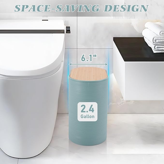 XLHOMO Blue Bathroom Set, Light Blue Bathroom Accessories Set with Trash Can, 2PCS Soap Dispensers, Soap Dish, Toothbrush Holder, Toothbrush Cup,Toilet Brush, Tray and Qtip Holders for Bathroom Decor