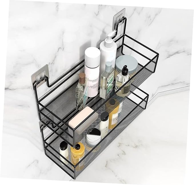 PRETYZOOM No Drilling Wall Mounted Storage Basket Versatile Wire Organizer for Bathroom Toilet Shelf Easy Installation Capacity Space Saving Design