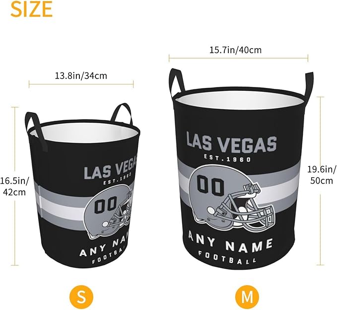 Custom Las Vegas Laundry Hamper - Personalized Football Style Laundry Basket - Customized Name And Number - Dirty Clothes Hamper Waterproof Large Capacity Hamper for Bedroom Bathroom Living Room