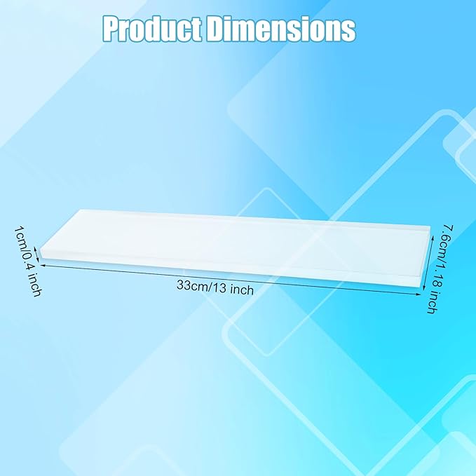 4pcs Medicine Cabinet Shelf Replacement, 13x1.18in/33x7.6cm Wall Mount Acrylic Shelves Board Storage 13 inch Shelving Replacemnt for Bathroom Kitchen Living Room Organizer (Clear)