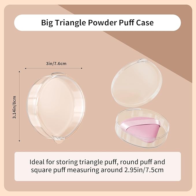 Powder Puff Case, 2 Pieces Round Makeup Puff Protective Container and 2 Pieces Teardrop Beauty Puff Travel Case, Cases Only, Puff is not included