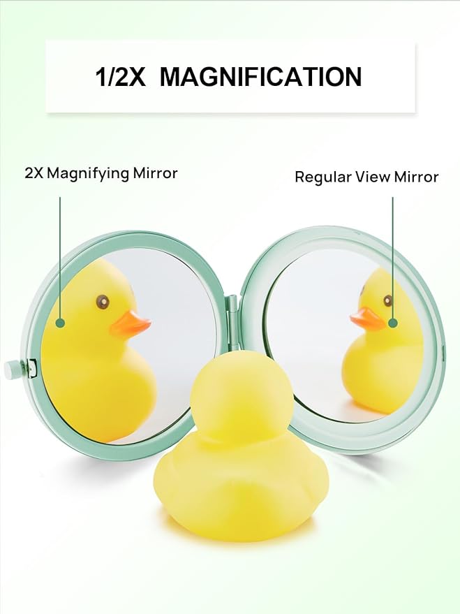 Compact Mirror for Purse, Pack of 24 Double-Sided 1X/2X Magnifying Metal Pocket Makeup Mirrors(Round, Cyan)