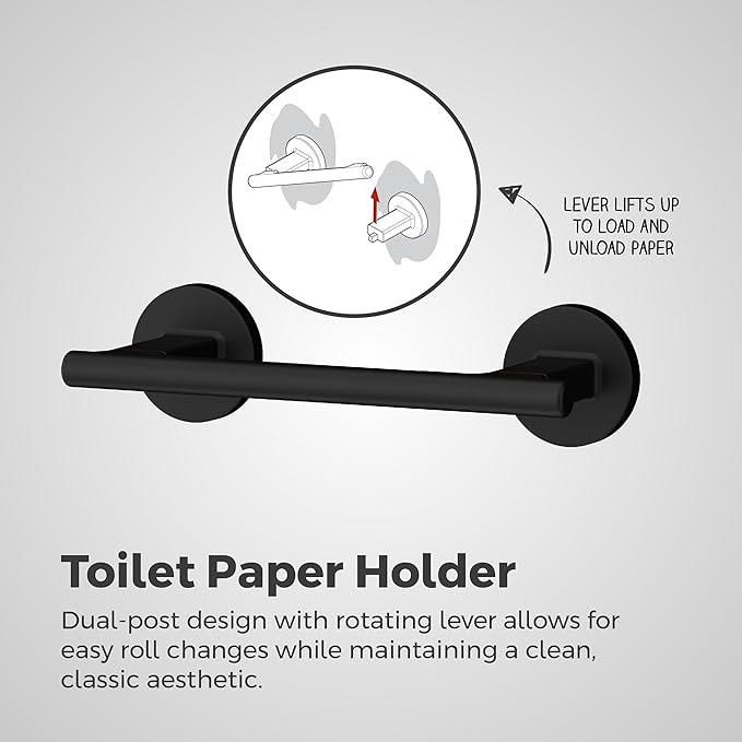 Pfister Capistrano Toilet Paper Holder, Bathroom Tissue Roll Holder, Wall-Mounted, Screw-in, Matte Black Finish, BPHCSO0B