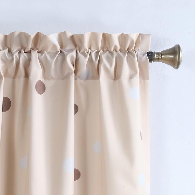 Lucca Classic Pinted Khaki Waterproof Brown Window Curtain Pair,Modern Taupe Polka Dots 2 Panels Set,Each 42" W x 63" L and Total 84" Wide and 63" Long