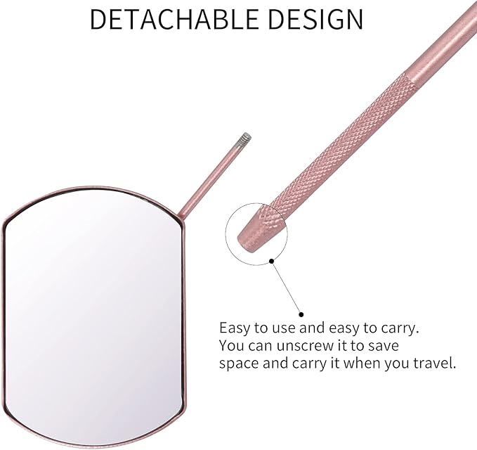 Lash Mirror for Eyelash Extensions, Detachable Stainless Steel Large Eyelash Mirror, Pink