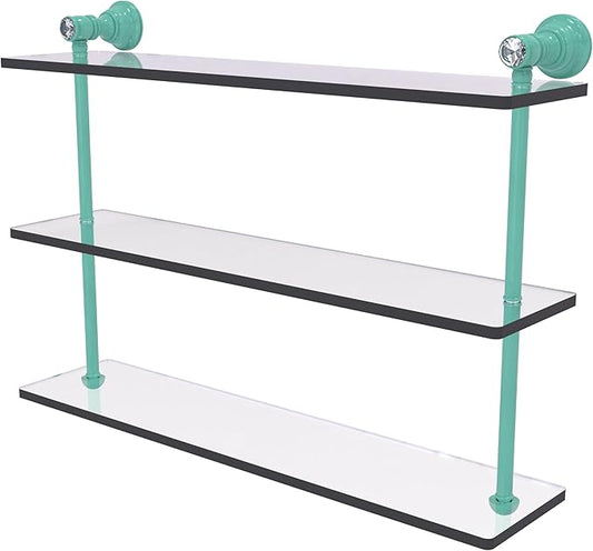 Allied Brass CC-5-22-SFG Carolina Crystal Collection 22 Inch Triple Glass Shelf, Sea Foam Green
