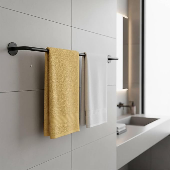 2 Packs Towel Bar 24-Inch Black Stainless Steel, Wall Mounted Bathroom Towel Rack with Mounting Screws, Rustproof