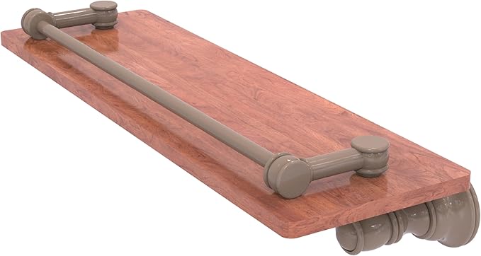 Allied Brass CL-1-16-GAL-IRW-SHB Carolina Collection 16 Inch Wood Shelf with Gallery Rail, Shaded Beige