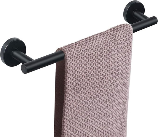 NearMoon Bath Towel Bar, Thicken Stainless Steel Shower Towel Rack Holder Wall Mounted for Bathroom, 16-lnch Overall Length-13-lnch Usable Hanging Space (2 Pack, Matte Black)