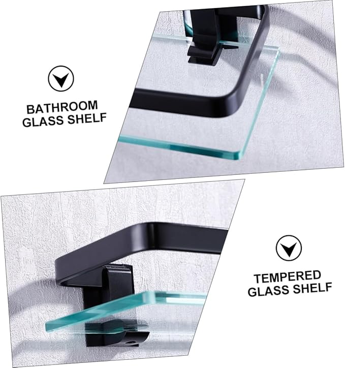 Ciieeo 1pc Tempered Glass Bathroom Shelf Wall Mounted Storage Rack for Toiletries Elegant Design Easy Installation Single