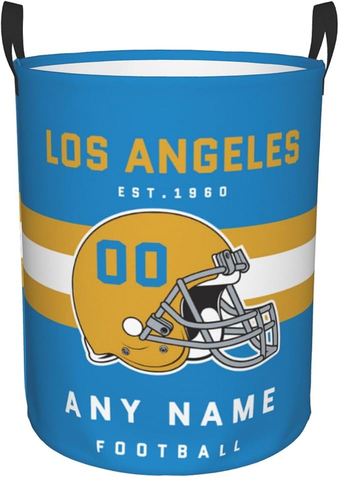 Custom Los Angeles Laundry Hamper - Personalized Football Style Laundry Basket - Customized Name And Number - Dirty Clothes Hamper Waterproof Large Capacity Hamper for Bedroom Bathroom Living Room
