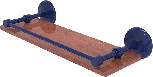 Allied Brass MC-1-16-GAL-IRW-MBL Monte Carlo Collection 16 Inch Solid IPE Ironwood Shelf with Gallery Rail, Mediterranean Blue