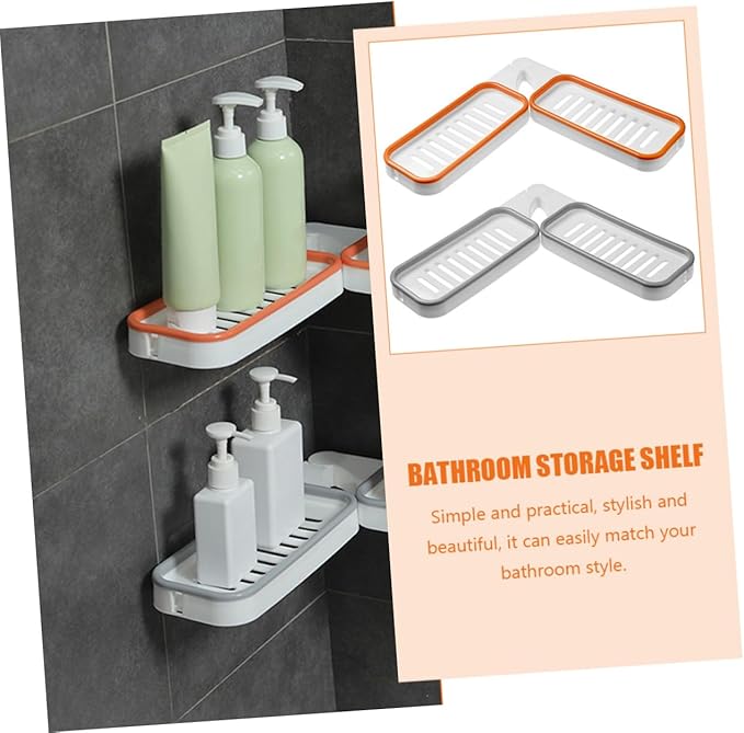 Cabilock 2Pcs Wall Mounted Bathroom Storage Racks Foldable Toiletry Shelf Holders Material Stylish Organizer for Shampoo Cosmetics and Items Grey