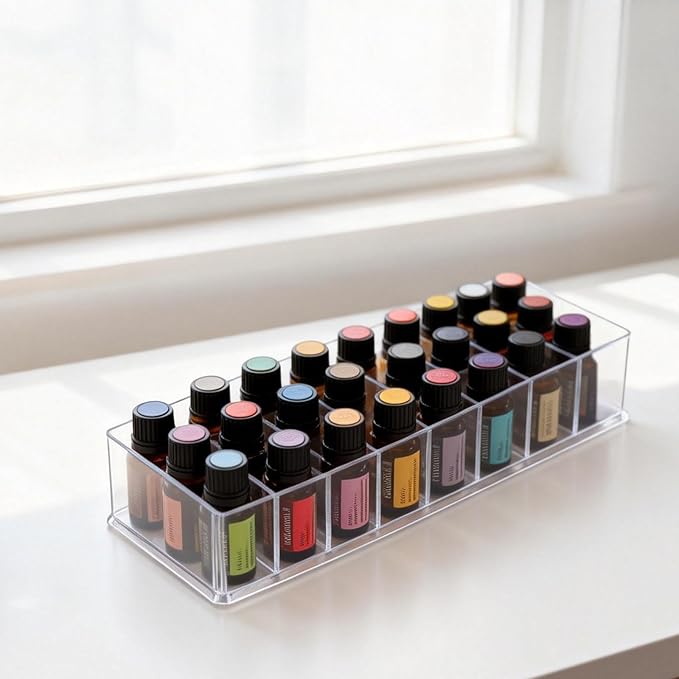 8Slots Roller Bottles Holder,Essential Oil Holder,Acrylic Essential Oil Storage,for Bottles Perfumes and Nail Polish Shelf,Essential Oil Organizer,Makeup Storage Rack