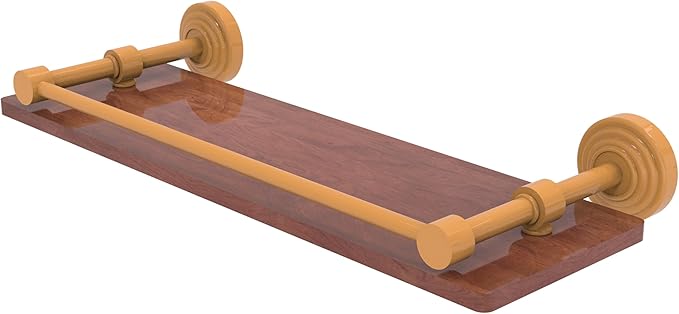 Allied Brass WP-1-16-GAL-IRW-GLY Waverly Place Collection 16 Inch Solid IPE Ironwood Shelf with Gallery Rail, Golden Yellow