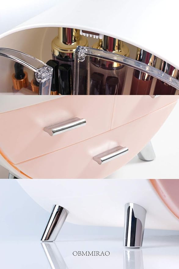 Elegant Dustproof Makeup Storage Organizer Box, Waterproof Medium Cosmetics Organizer Storage with Drawers Skincare Cosmetic Display Cases for Countertop Bathroom Dresser Dedroom